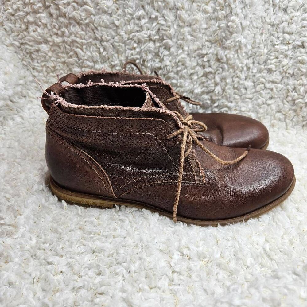Liebeskind Berlin Briwn Leather‎ Laceup Ankle Boots sz 40